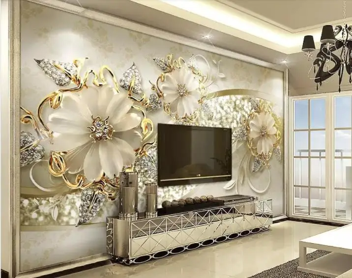 Us 11 34 58 Off High Quality Wallpaper Pattern Jewelry Living Room Sofa Tv Background Wall Photo 3 D For Walls Home Improvement In