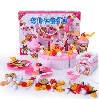 

Children play house kitchen Set fruit birthday cake assembled educational toys Children's Games