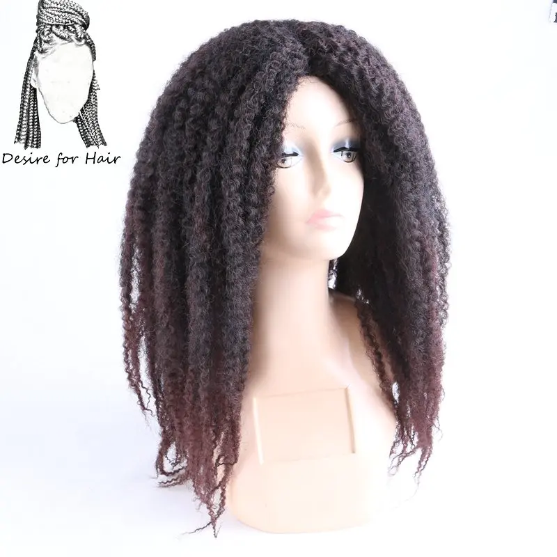 

Desire for hair 1pc 20inch kinky curly heat resistant synthetic wigs for black women in black 33# color marley braids hair wig