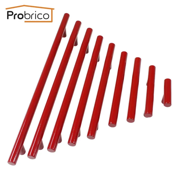 Cheap Probrico Red Stainless Steel Diameter 12mm Hole Center 50mm~256mm Kitchen Cabinet T Bar Door Knob Furniture Drawer Handle Pull Cheap Probrico Red Stainless Steel Diameter 12mm Hole Center 50mm~256mm Kitchen Cabinet T Bar Door Knob Furniture Drawer Handle Pull