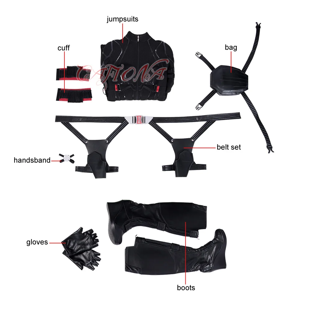 Newest Avengers Endgame Black Widow Natasha Romanof Cosplay Costume Sexy Black Jumpsuits Halloween Outfits
