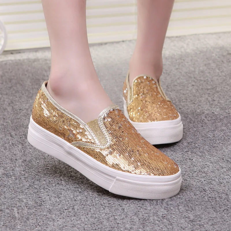 2016 New Fashion Glitter Style Spring Fall Women Casual Shoes Shiny ...