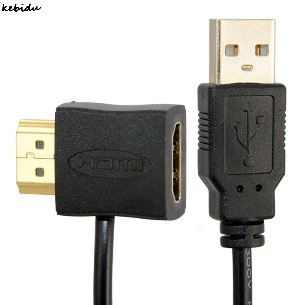 

kebidu Portable HDMI Male To Female HDMI Adapter HDMI Connector With 0.5m Extender Power Supply Cable for 1080P HDTV Wholesale
