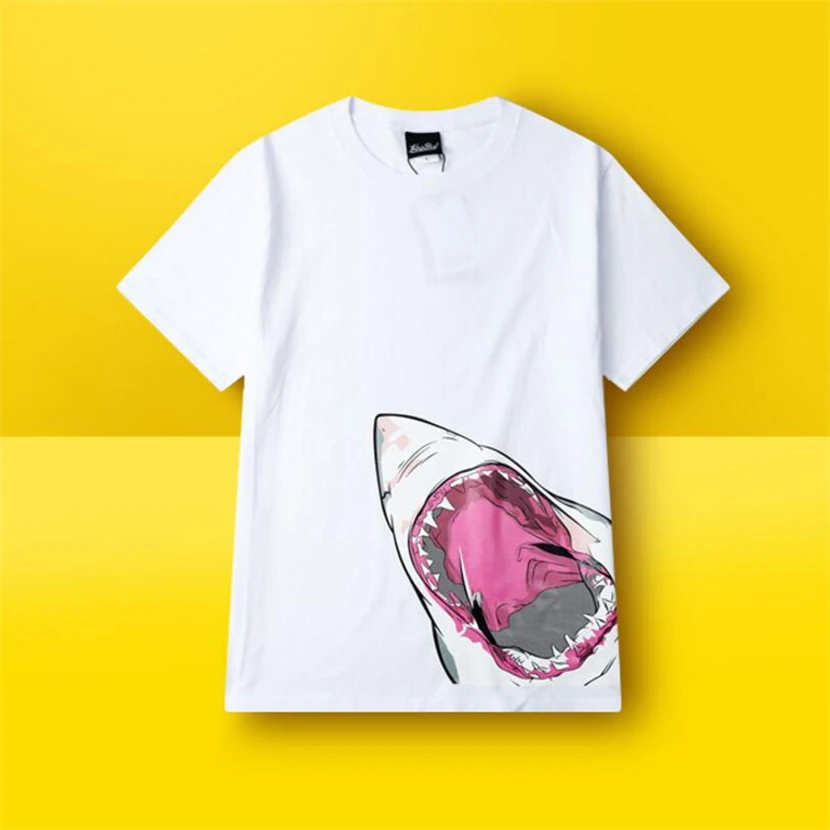 

Skateboard Tee Boy Skate Tshirt Shark Printed Loose Comfortable Street Hip hop Sportswear Tops Black/White Short Sleeve O-neck T