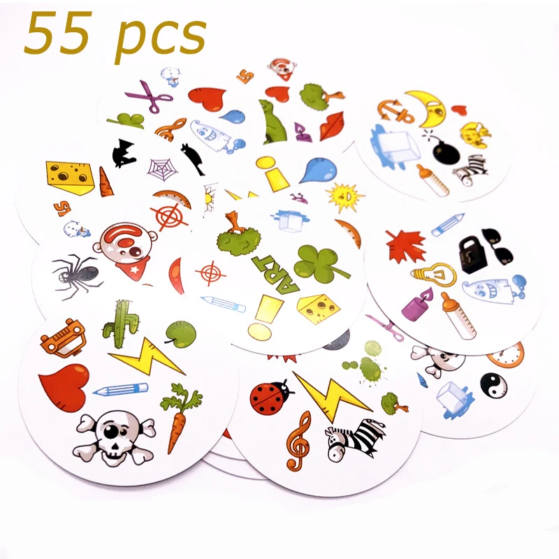 55pcs Spot it Card Deck Game for Kids Playing Cards Classic Board Games