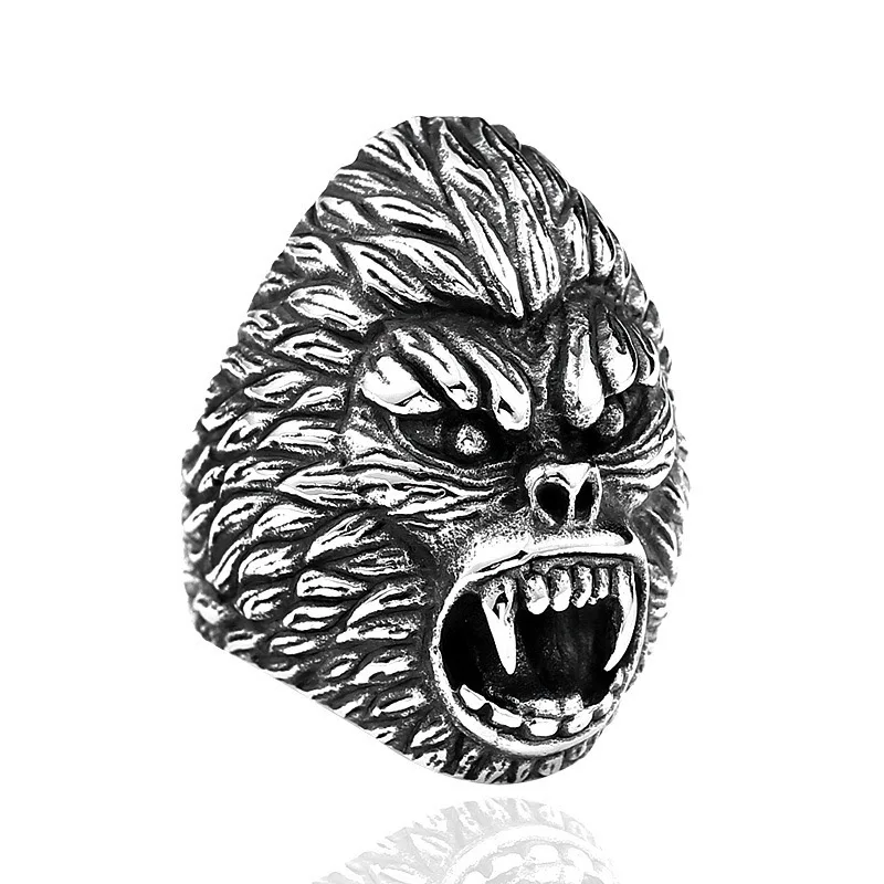 

Anger King Kong Male Ring Titanium Stainless Steel Gorilla Animal Rings High Quality Party Jewelry Friend Gift