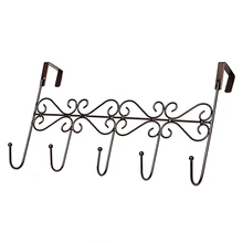 Iron Back Door Hangers Coat Towel Bag Wall Hooks Home Bathroom Holder 5 Hooks Rack SKD88