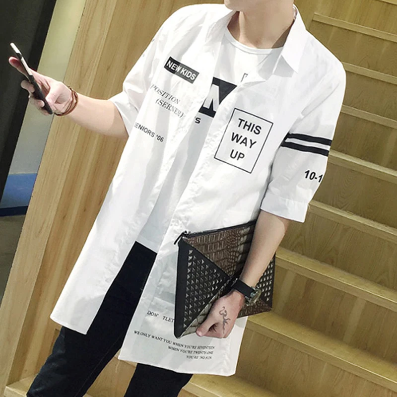 

2017 New Summer Mens Fashion Casual Shirts Half Sleeve Whtie Black Brand Clothing For Man's Slim Fit Clothes Wear Chemise Homme