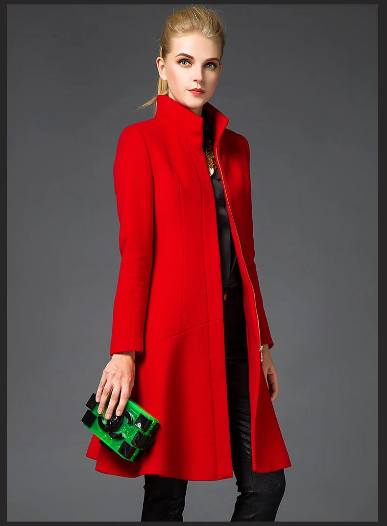 Ассортимент европейских и американских курток, черные, красные, большие размеры, женские зимние шерстяные пальто