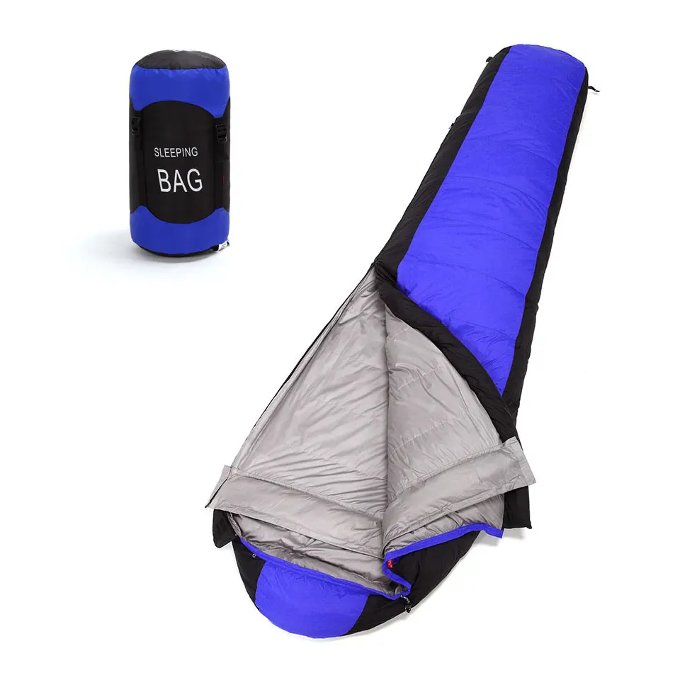 

Duck Down Sleeping Bag Winter Mummy Adult Outdoor Camping Hiking Travel Bags Splicing Portable Bag Waterproof Compression Sack