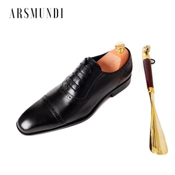 

Men Genuine Leather Oxfords Dress Shoes Cowhide Leather Pig Inner Round Toe Wedding Business Shoes 2019 New Lace-up