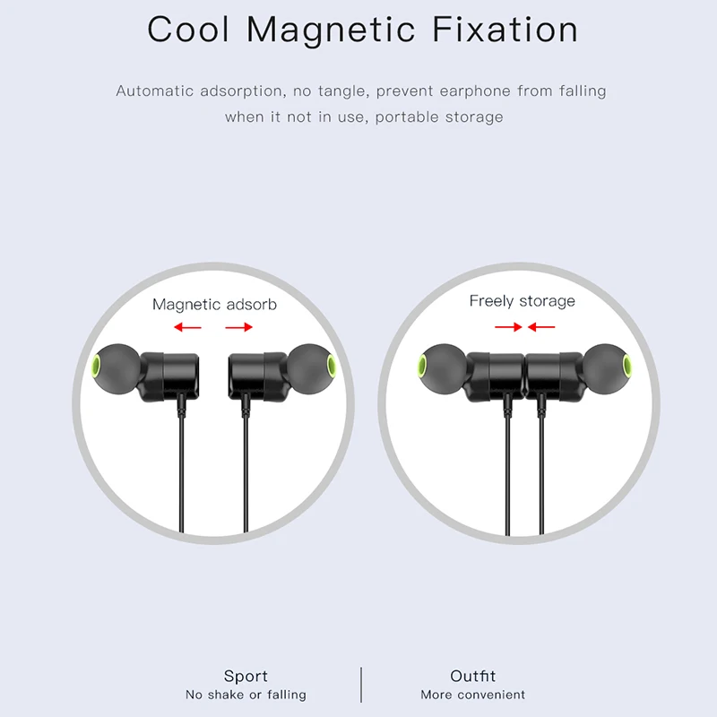 AWEI WT10 Magnetic Bluetooth Earphone Sport Waterproof Wireless Headset Bass Stereo Music Wireless Headphones with microphone