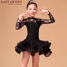Salsa dance costume girl costume children sexy lace Tango Latin Samba Rumba Ballroom Dancing Dress black red white KK617 S