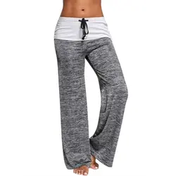 Женские брюки с высокой талией с эластичными широкими штанинами на шнуровке для фитнеса свободные танцевальные брюки для йоги