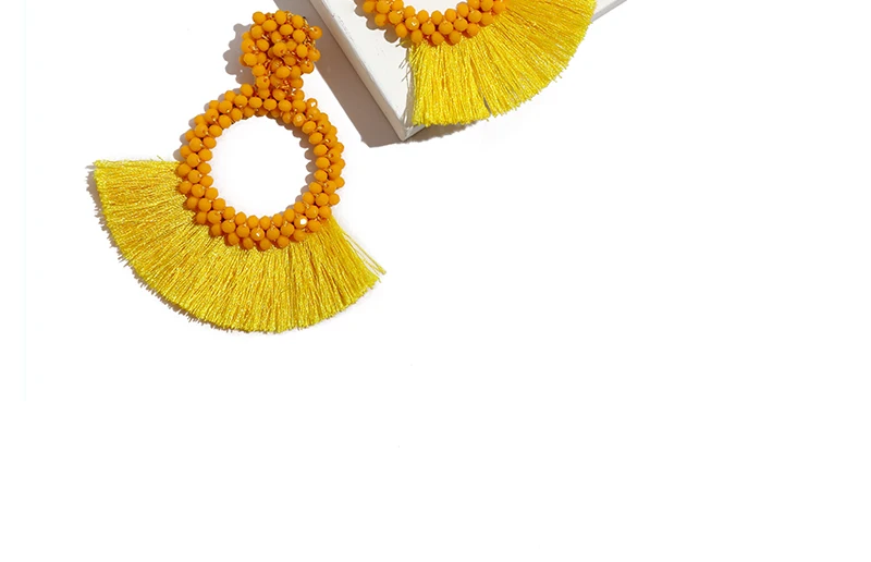 Long Bead Tassel Earrings Statement Bijoux Vintage Round Dangling Earrings For Women Cotton Drop Earings Fashion Jewelry (4)