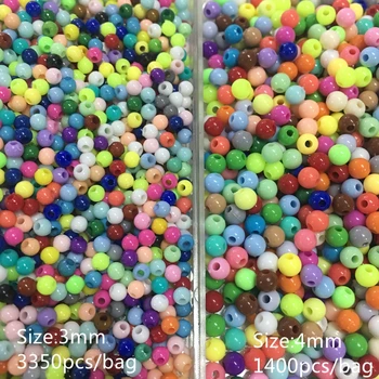 

3mm 4mm Acrylic Mini small Round Color Beads For Jewelry Making DIY Craft Accessory Supplies For Jewelry Soild Beads Meideheng