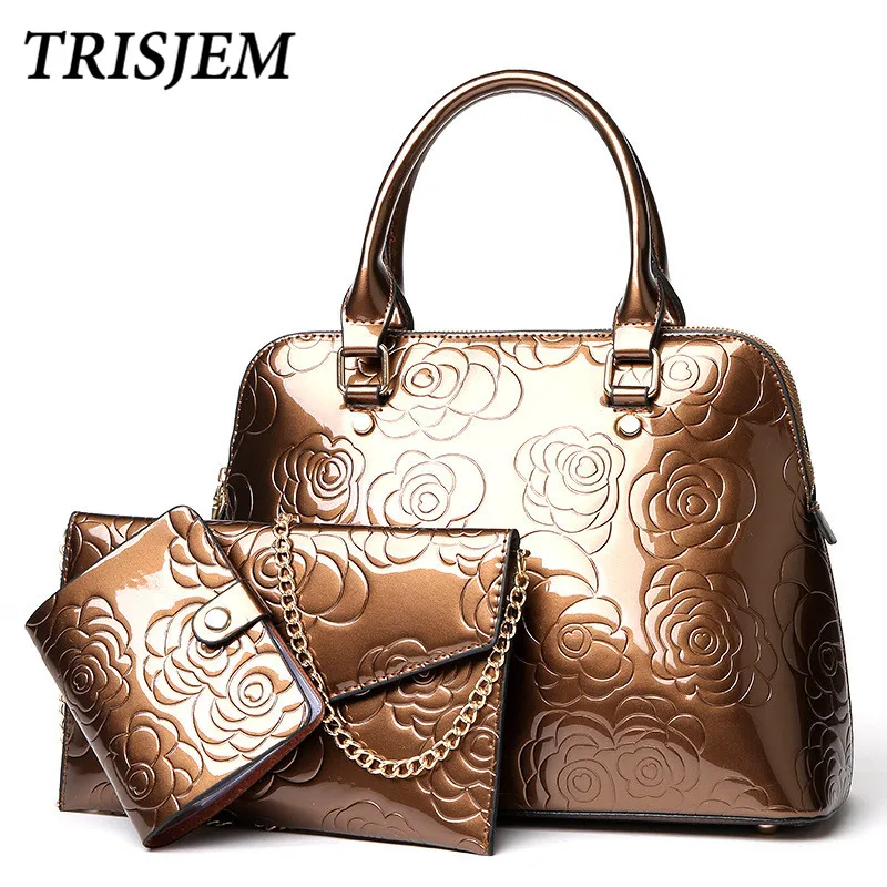 

Luxury Brand Luxury Purse And Handbag Women Composite Bag Flower Female Large Capacity Tote Bag Pu Shoulder Bags 3pcs Set Purple