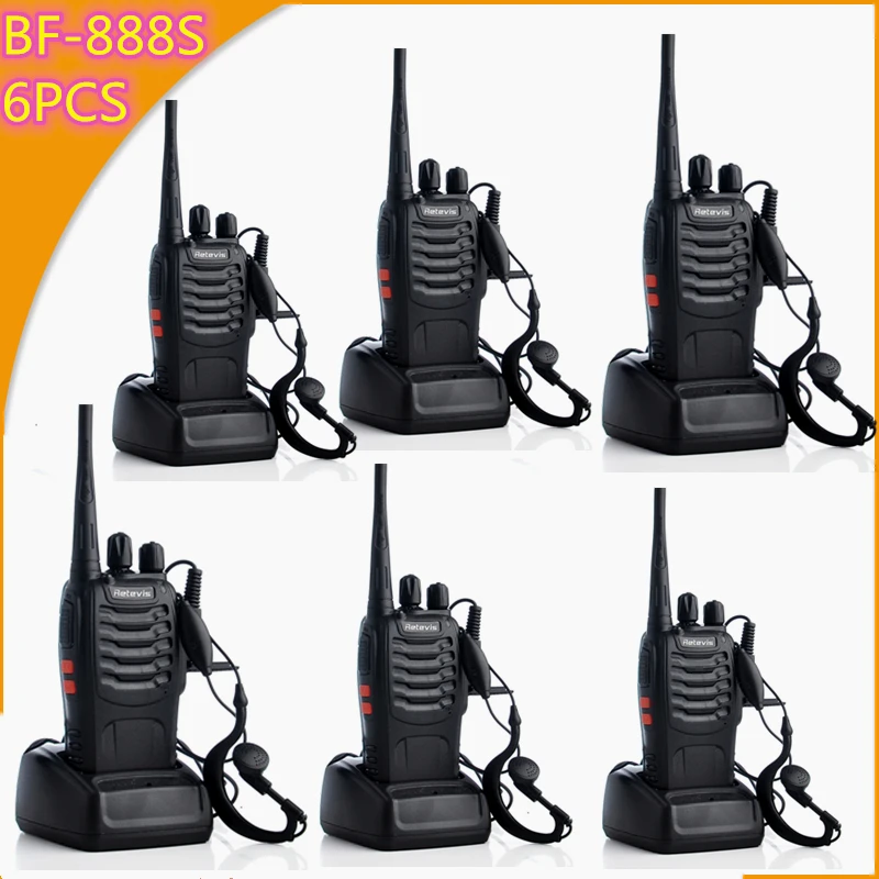 

6PCS Baofeng BF-888S Walkie Talkie BF888S 6km Intercom 5W Two-Way Radio Portable CB Ham Radio Handheld FM Transceiver Interphone