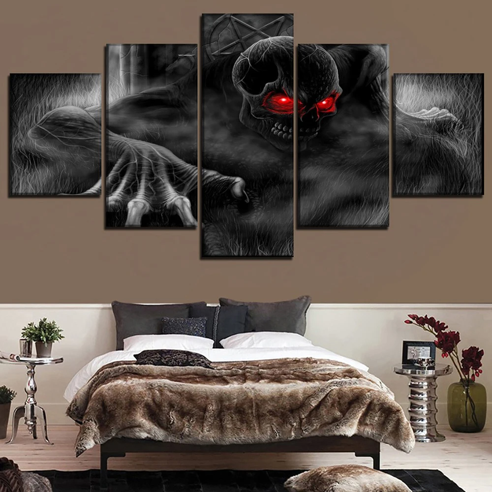 

Home Decoration Paintings On Canvas HD Printed Wall Art 5 Pieces Skull Monster Modular Pictures Living Room Modern Artwork