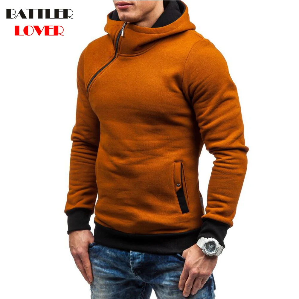 2017 Luxury Hoodies Mens Sweatshirts Slim Hooded Jacket Inclined Zipper Sportswear Mans Autumn Sweatshirt Men Tracksuit Outwear