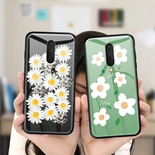 Tempered Glass Phone Case For Oneplus 7 Pro 6 6T 5 5T Luxury Cartoon Flower Back Cover