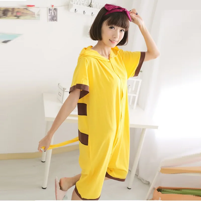 2018 лето мультфильм кигуруми пижамы Pikaqiu вышивка динозавр Onesie для взрослых хлопок