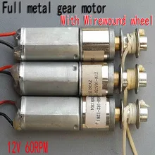free shipping 2PCS 12V 60RPM Full Metal gear deceleration motor With wirewound wheel send wrench Technology Model Making