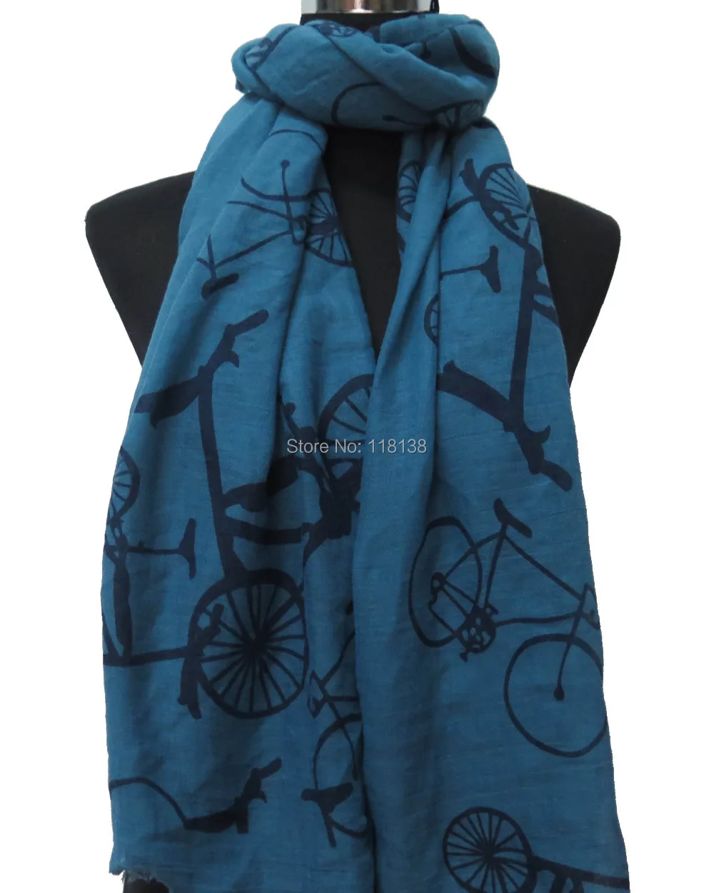 

Vintage Bicycle Print Women's Frayed Scarf Shawl Hijab Wrap TR Fabric, Free Shipping