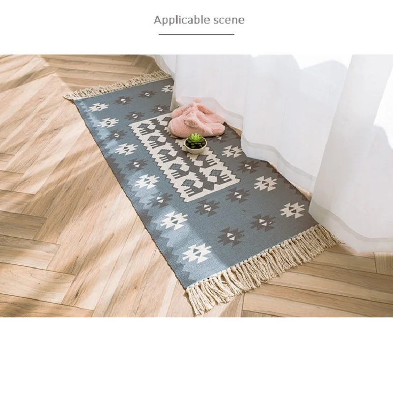 Billig Mittelmeer Boho Retro Teppich Für Sofa Wohnzimmer Fenster Teppich Quasten Manuelle Woven Gedruckt Matten 60x90 cm Bettdecke wandteppich