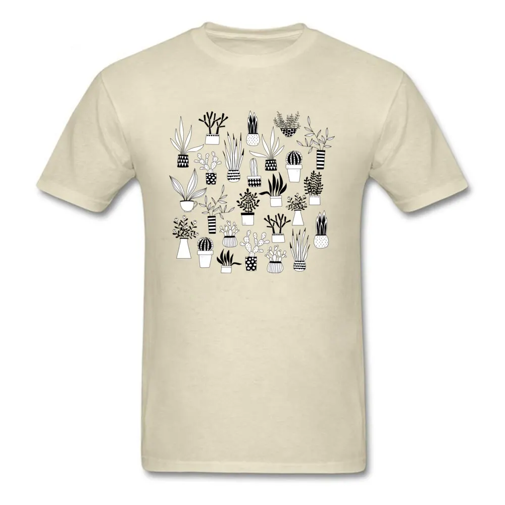 Cacti and Succulents O Neck T Shirt Summer T Shirt Short Sleeve Brand New 100% Cotton Cool Tees Simple Style Men Cacti and Succulents beige