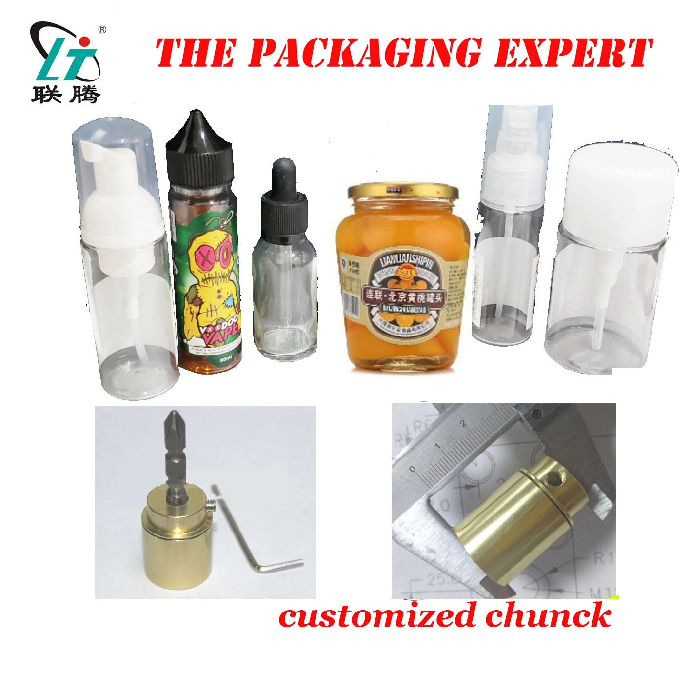 

Customized Chuck For Capping Machine Big Cap Glass Bottle Capping Head Special Shape Caps For Eliquid