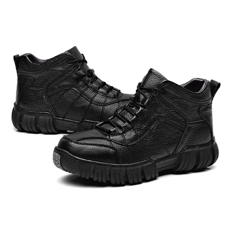 Dos Preto Masculino Couro De Sapatos Quentes Inverno Homens Para marrom Botas Tornozelo Genuíno Neve Vanmie Pele Do 2017 Casual ZBXqgTT
