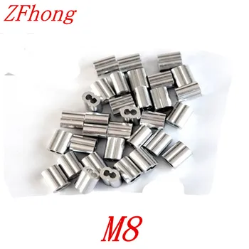 

20PCS M8 8mm 8 shape Aluminum Ferrules Wire Rope Aluminum Ferrules Crimping Sleeves clamps Clip Swage Trap Barrel Fitting