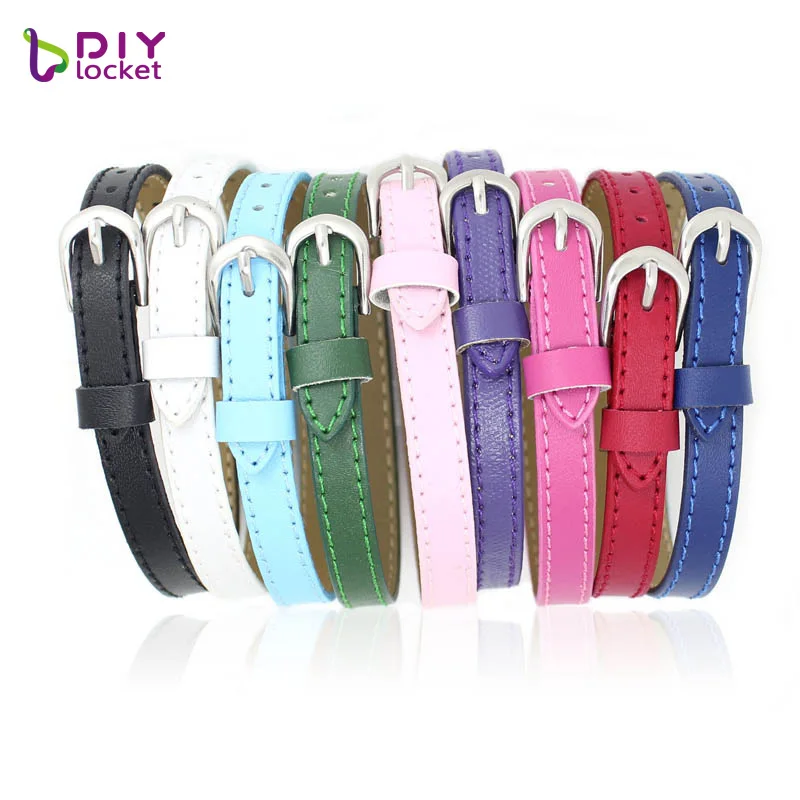 

10PCS 8mm Genuine Leather DIY Wristband Bracelet Mix Color Fit 8mm slide charms /slide letters LSBR016*10