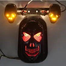Мотоцикл Череп ATV задний тормоз Стоп-светильник+ 2 светодиодный указатель поворота Кафе Racer для Harley Yamaha Suzuki Ducati Benelli Kawasaki