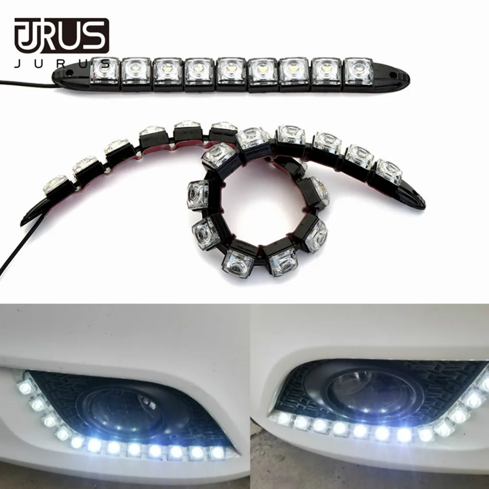 Kopen JURUS 2X 6 20 LEDs Auto COB LED Strip DRL Rijden 12 v Mistlampen Lamp Flexibele Dagrijverlichting licht Auto Styling Auto Accessoires