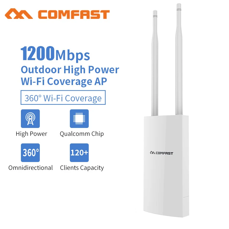 1200 Мбит/с гигабитный PoE Открытый Wi Fi ретранслятор высокой мощности 500 мВт