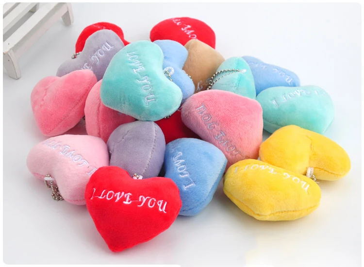 Mini 10cm heart shape plush toy New tiny keychain toy stuffed different color gift heart dollin
