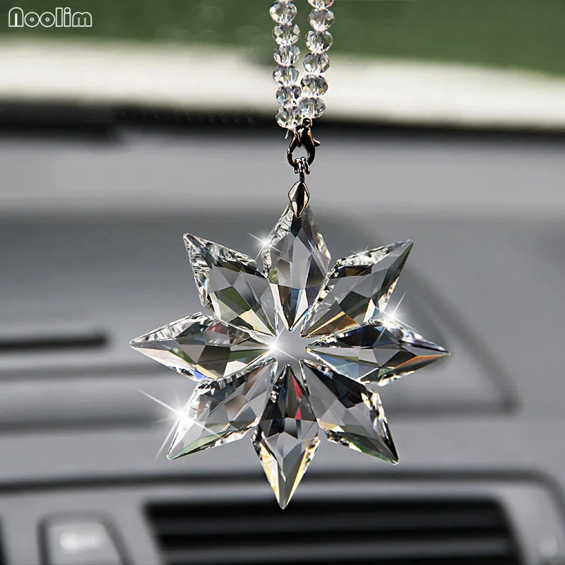 

Car Pendant Transparent Crystal Snowflakes Decoration Suspension Ornaments Sun Catcher Snowflake Hanging Trim Christmas Gifts