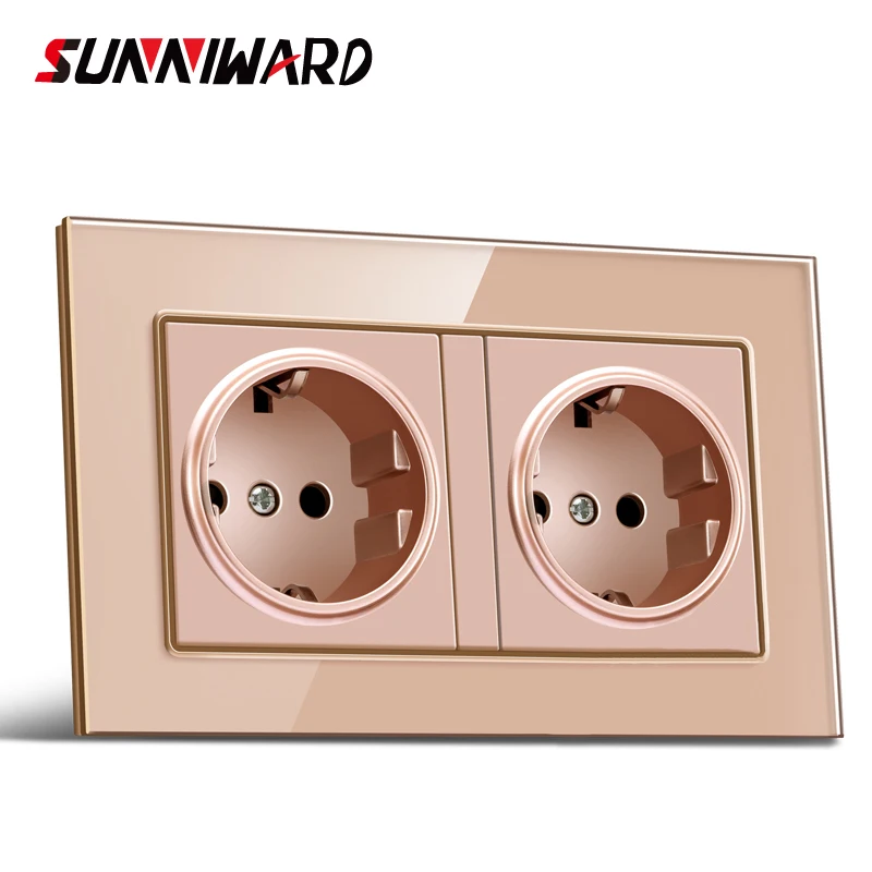 

Eu Two-way Socket Export Method Standard European Tempered Glass Socket French Round 2 Hole Socket With Cylinder 16a