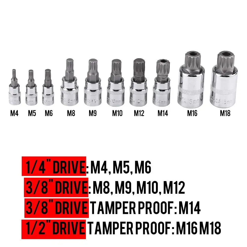 10 шт. 12 точечный тройной квадратный разделенный Набор бит M4-M18 1/4 "3/8" 1/2 "набор инструментов для ремонта привода Новый