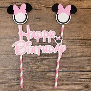 HOT Birthday Number 0-9 Candles Cartoon Mickey Minnie Mouse Happy Birthday Candle Cake Cupcake Topper Party Decoration Supplies - Color: White