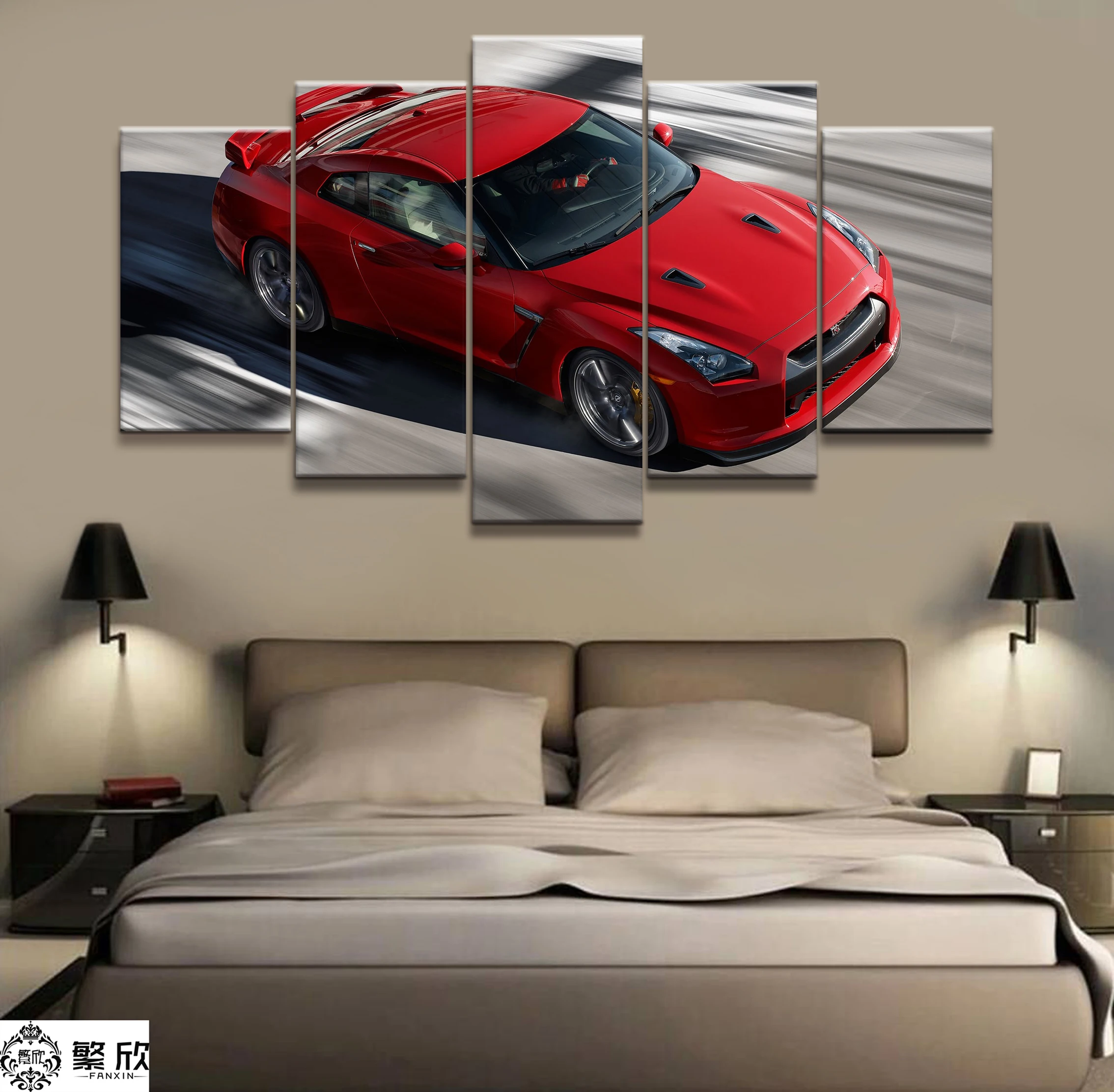 

5 Pieces Nissa Skyline Gtr Car Poster Modern Wall Art Decorative Modular Framework Picture Canvas HD Printed One Set Painting