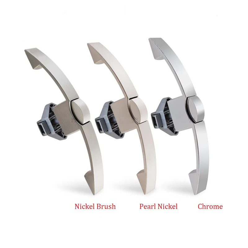 

Trailer Camp RV Furniture Hanging Cabinet Door Handle Arc Button Pull Type Lock 160 hole distance nickel brushed