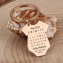 Индивидуальная цепочка для ключей с фигуркой, подарок на годовщину рождения ребенка, ювелирное изделие, подвеска для первого отца и мамы