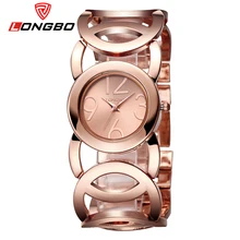 LONGBO Femmes Montre Unique Mode Casual Lady Quartz-montre-Bracelet en Or Rose Robe Partie Femelle Quartz Montre Relogio Feminino
