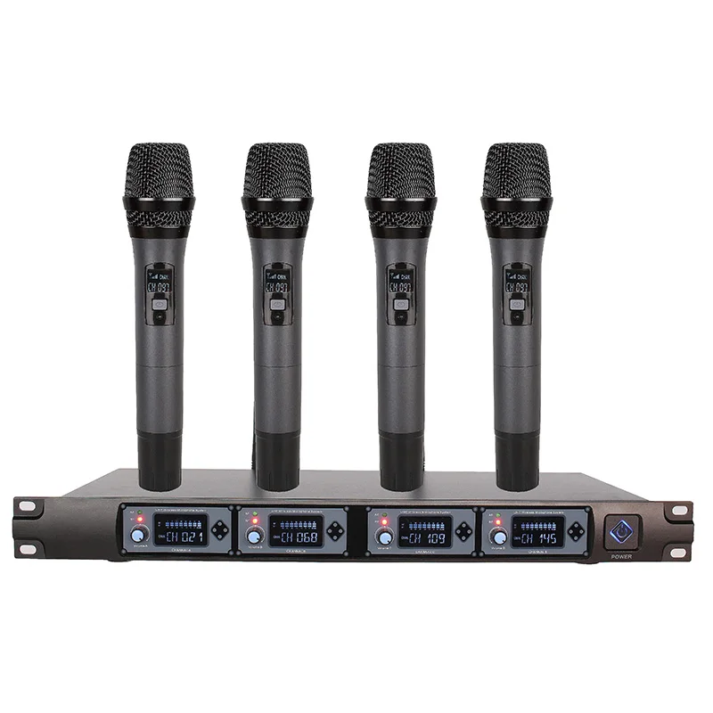 

Wireless Microphone System U4000F Professional Microphone 4 Channel UHF Dynamic Professional 4 Handheld Microphone + Karaoke