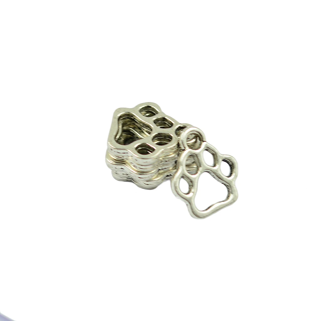 100pcs Lovely Filigree Puppy Paw Charms Dog Print Pendant fashion Jewelry DIY Findings Making Craft -Antique Silver 