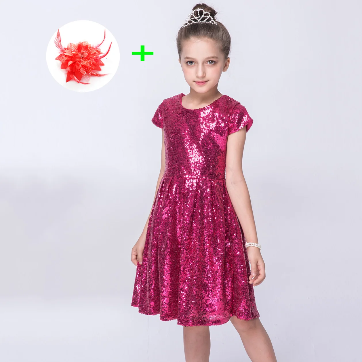 Toddler Girl gorgeous pink sequins layered party dress size 1,2 formal occasion 