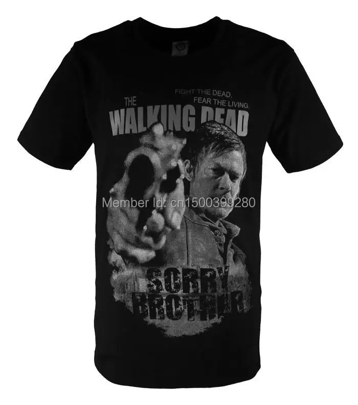 100% LYCAR THE WALKING DEAD DARYL SORRY BROTHER GRAPHIC TEE MENS SHORT SLEEVE T-SHIRT TV SERIES | Мужская одежда